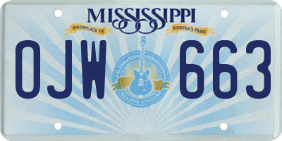 MS license plate OJW663