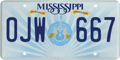 MS license plate OJW667