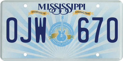 MS license plate OJW670