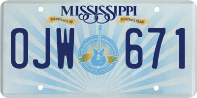 MS license plate OJW671