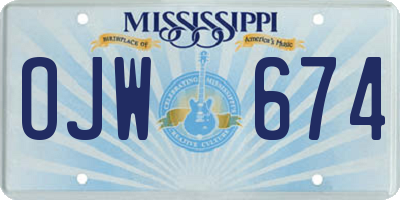 MS license plate OJW674