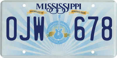 MS license plate OJW678