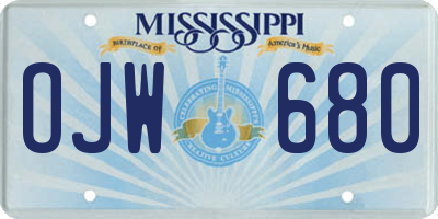 MS license plate OJW680
