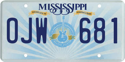 MS license plate OJW681