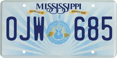 MS license plate OJW685
