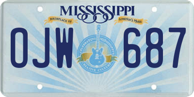MS license plate OJW687