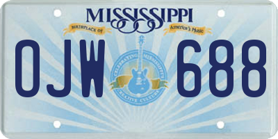 MS license plate OJW688