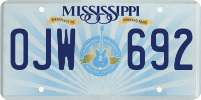 MS license plate OJW692