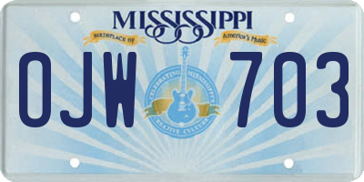 MS license plate OJW703
