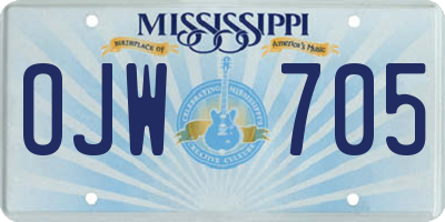 MS license plate OJW705
