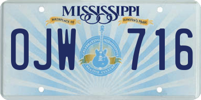 MS license plate OJW716