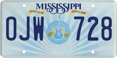 MS license plate OJW728