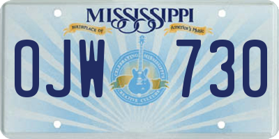 MS license plate OJW730