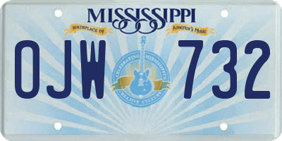 MS license plate OJW732