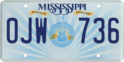 MS license plate OJW736