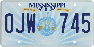 MS license plate OJW745