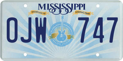 MS license plate OJW747