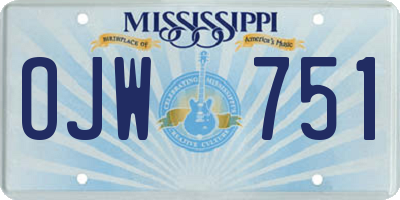 MS license plate OJW751