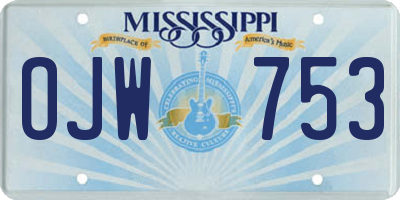 MS license plate OJW753