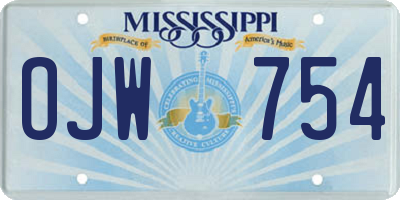 MS license plate OJW754