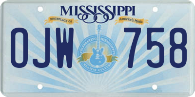 MS license plate OJW758