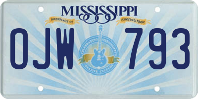 MS license plate OJW793