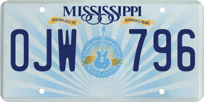 MS license plate OJW796