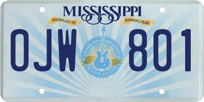 MS license plate OJW801