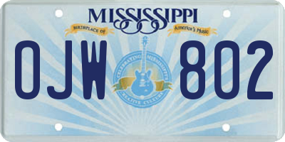 MS license plate OJW802