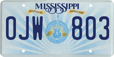 MS license plate OJW803