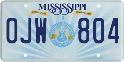 MS license plate OJW804