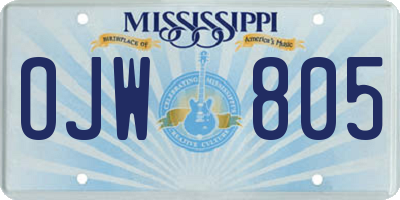 MS license plate OJW805