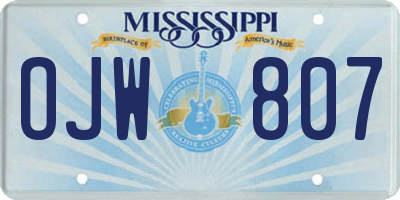 MS license plate OJW807