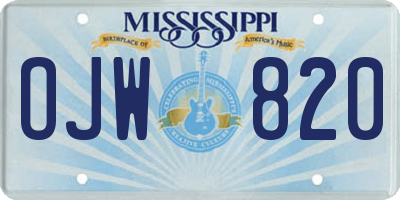 MS license plate OJW820