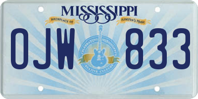MS license plate OJW833