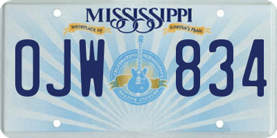 MS license plate OJW834
