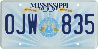 MS license plate OJW835