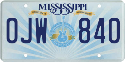 MS license plate OJW840