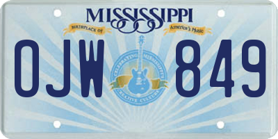 MS license plate OJW849