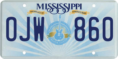 MS license plate OJW860