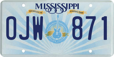 MS license plate OJW871