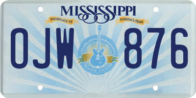 MS license plate OJW876