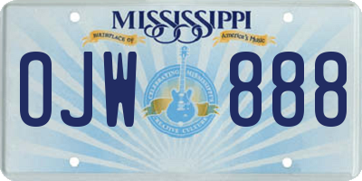 MS license plate OJW888