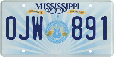 MS license plate OJW891