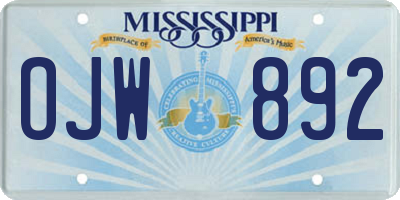 MS license plate OJW892