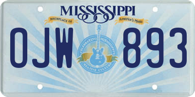MS license plate OJW893