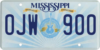 MS license plate OJW900