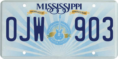 MS license plate OJW903