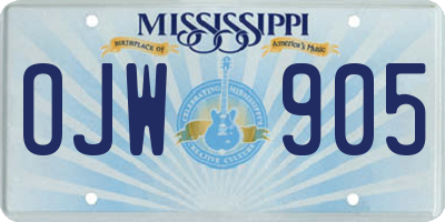 MS license plate OJW905