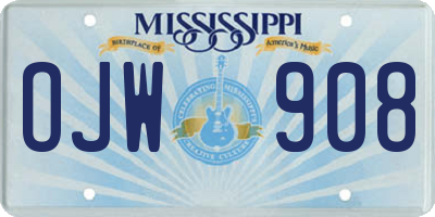 MS license plate OJW908